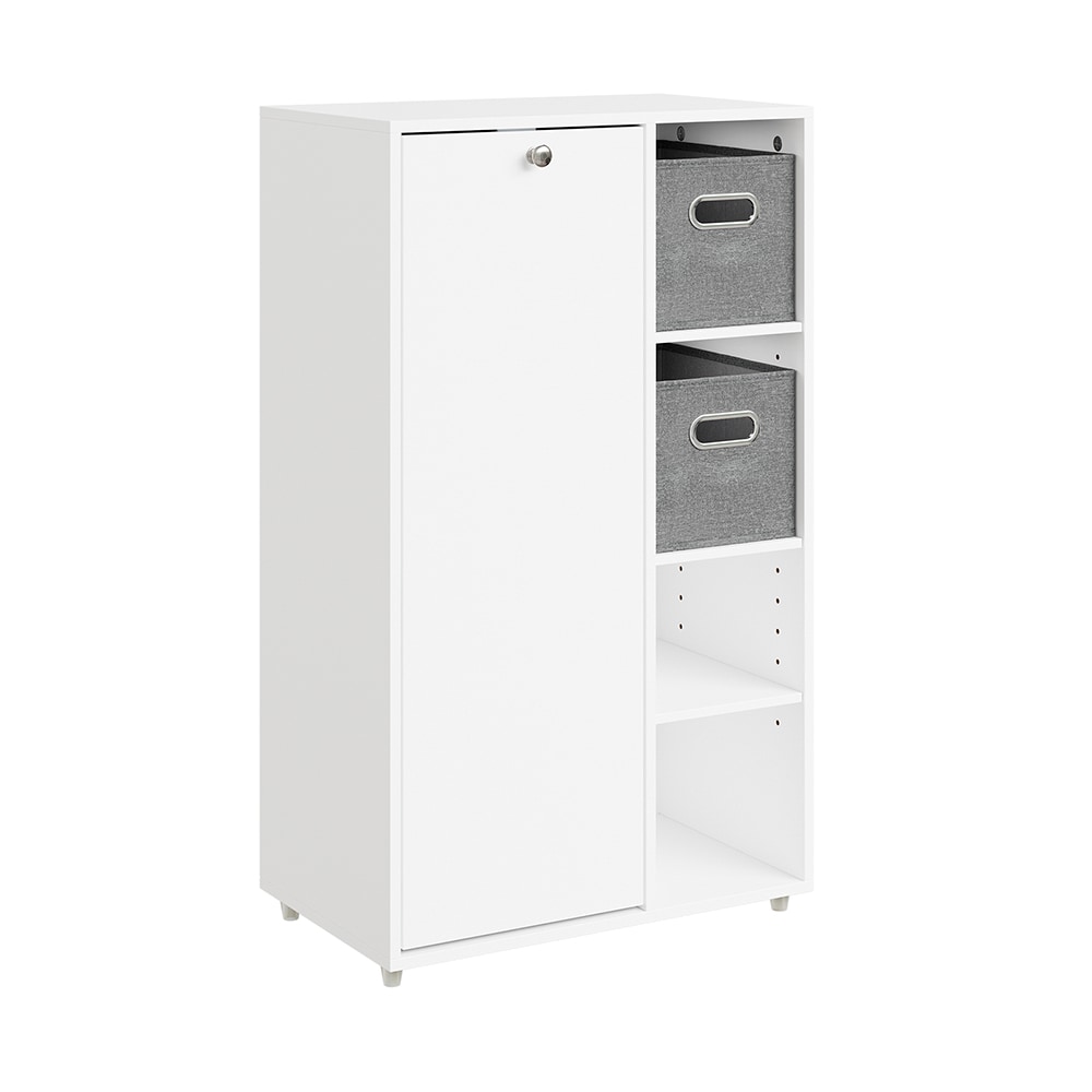 SoBuy W&auml;scheschrank mit 1 T&uuml;r Wei&szlig; 50x30x85cm Modern 