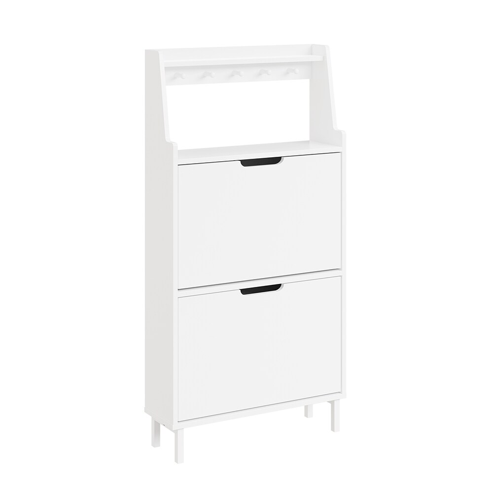 SoBuy Schuhschrank 2 Türen Weiß 60x19x119cm Modern