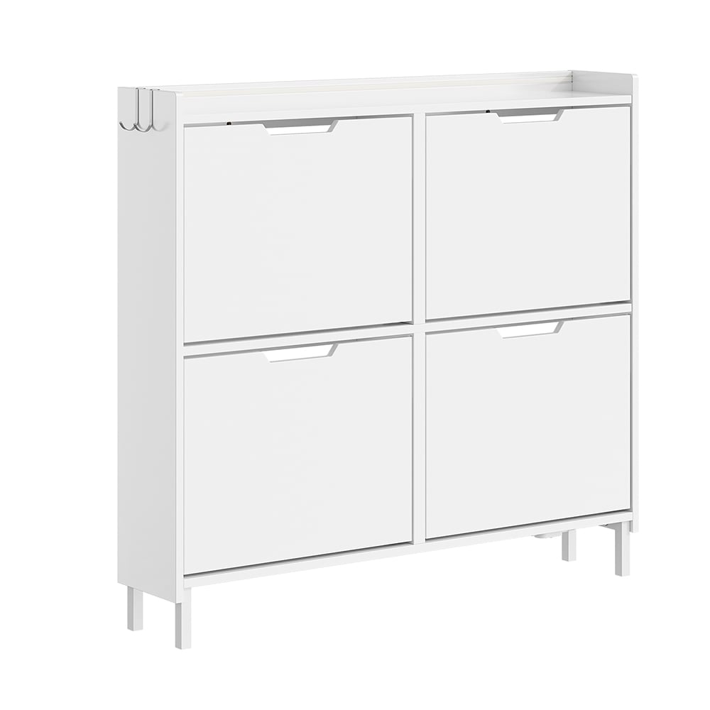 SoBuy Schuhschrank 4 T&uuml;ren Wei&szlig; 80x30x100cm Modern 