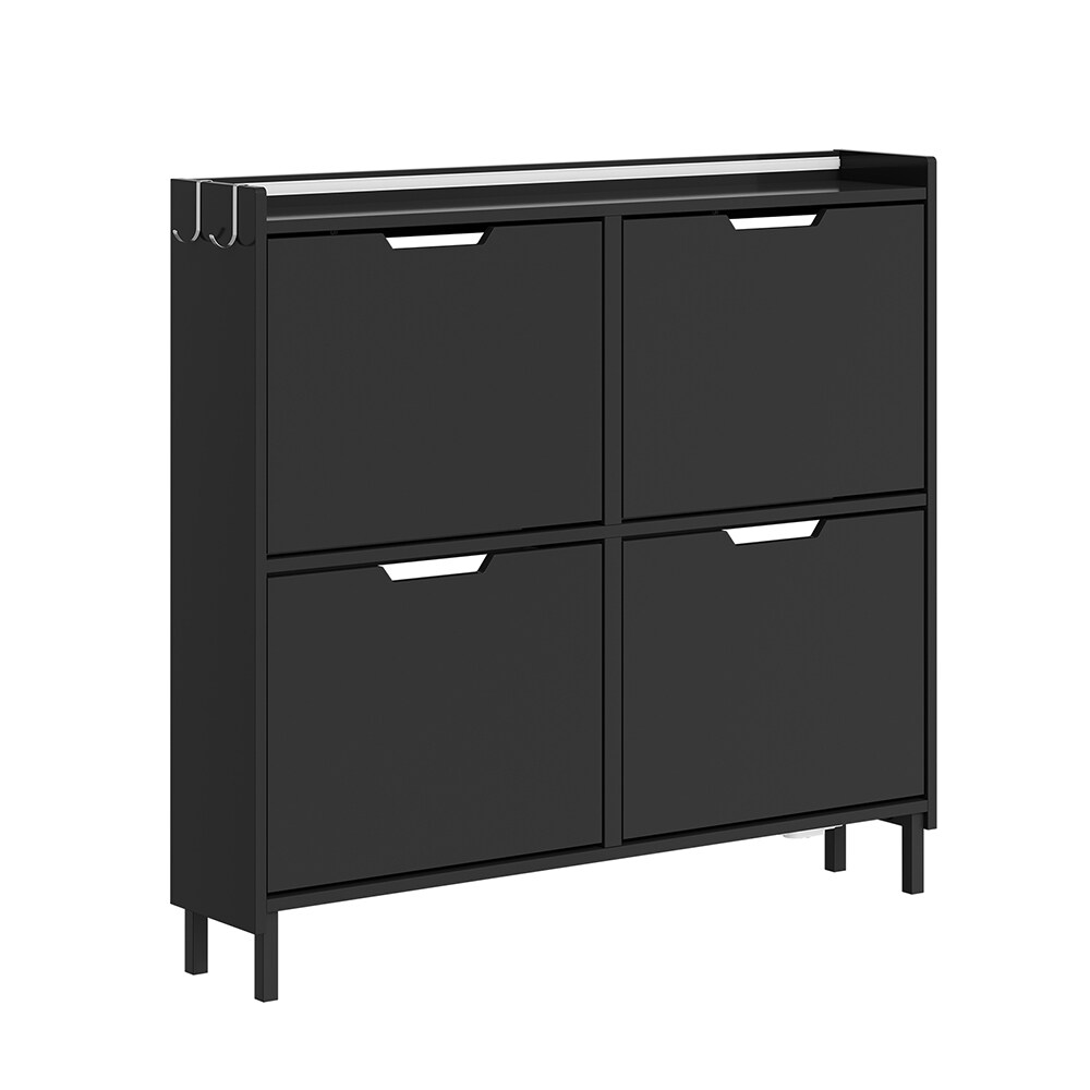 SoBuy Schuhschrank 4 Türen Schwarz 97x46x93cm Modern