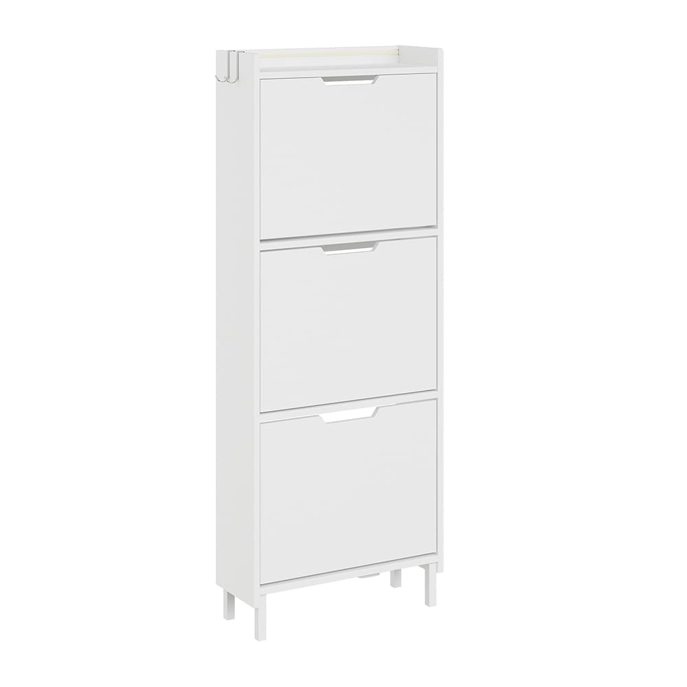 SoBuy Schuhschrank 3 T&uuml;ren Wei&szlig; 50x19x131cm Modern 