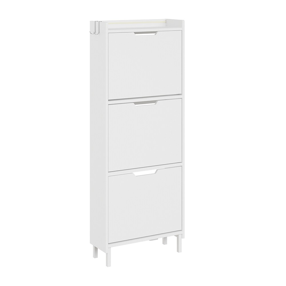 SoBuy Schuhschrank 3 Türen Weiß 50x19x131cm Modern