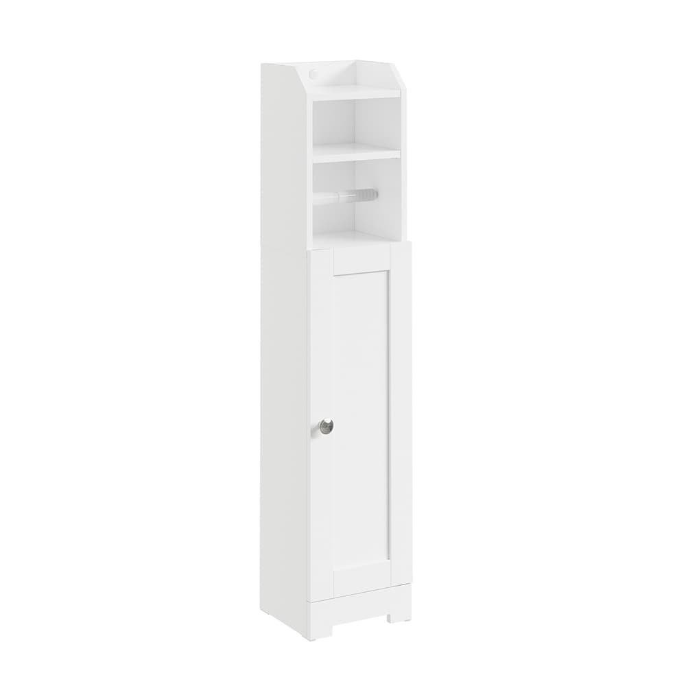 SoBuy Toilettenschrank mit Toilettenpapierhalter 1 door Wei&szlig; 20x18x95cm Modern 