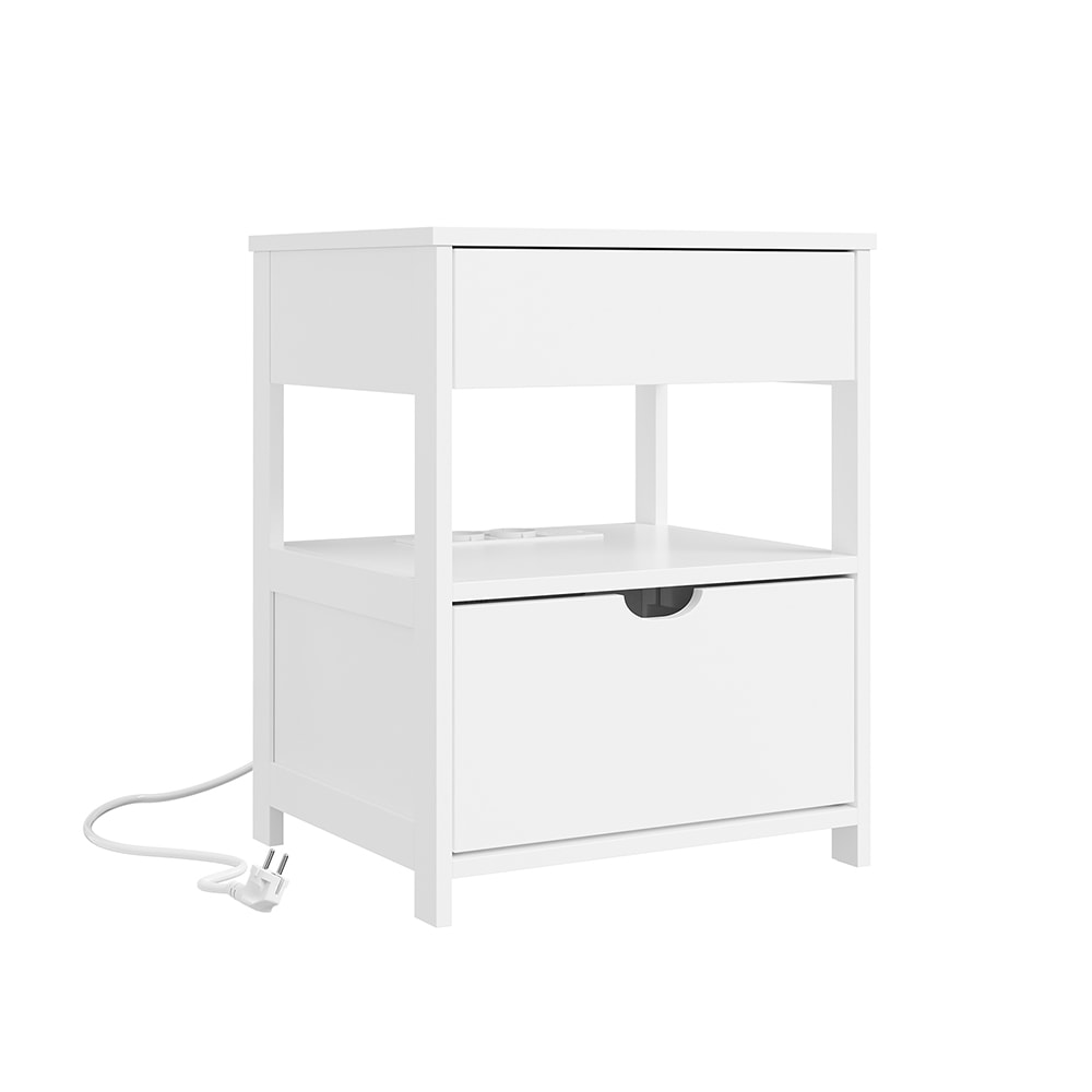SoBuy Nachttisch mit 2 Schubladen Wei&szlig; 45x38x55cm Modern 