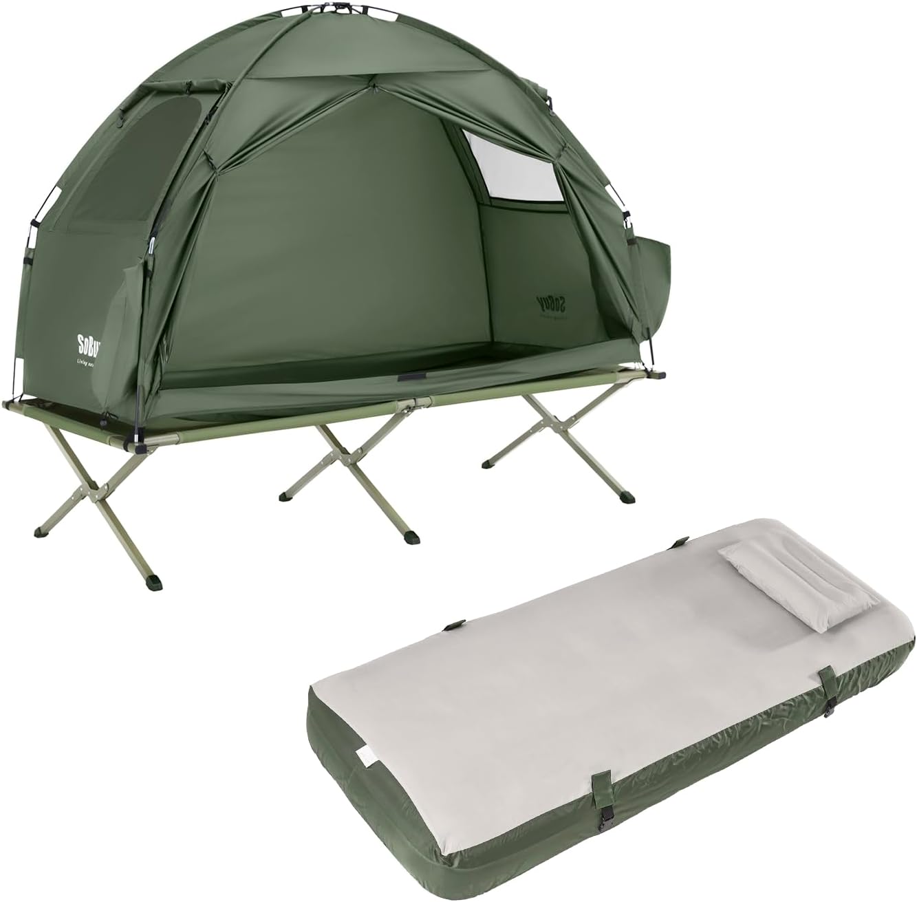 SoBuy Campingzelt mit 1 T&uuml;r Dunkelgr&uuml;n 193x86x160cm Funktional 
