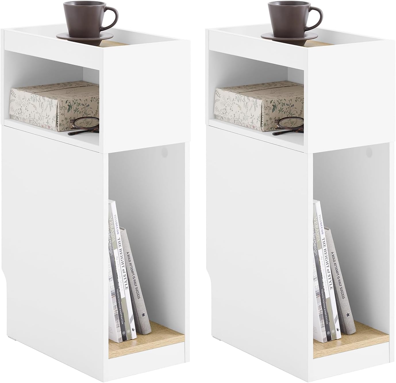 SoBuy Nachttisch mit 1 Ablage Wei&szlig; 35x20x60cm Minimalistisch 