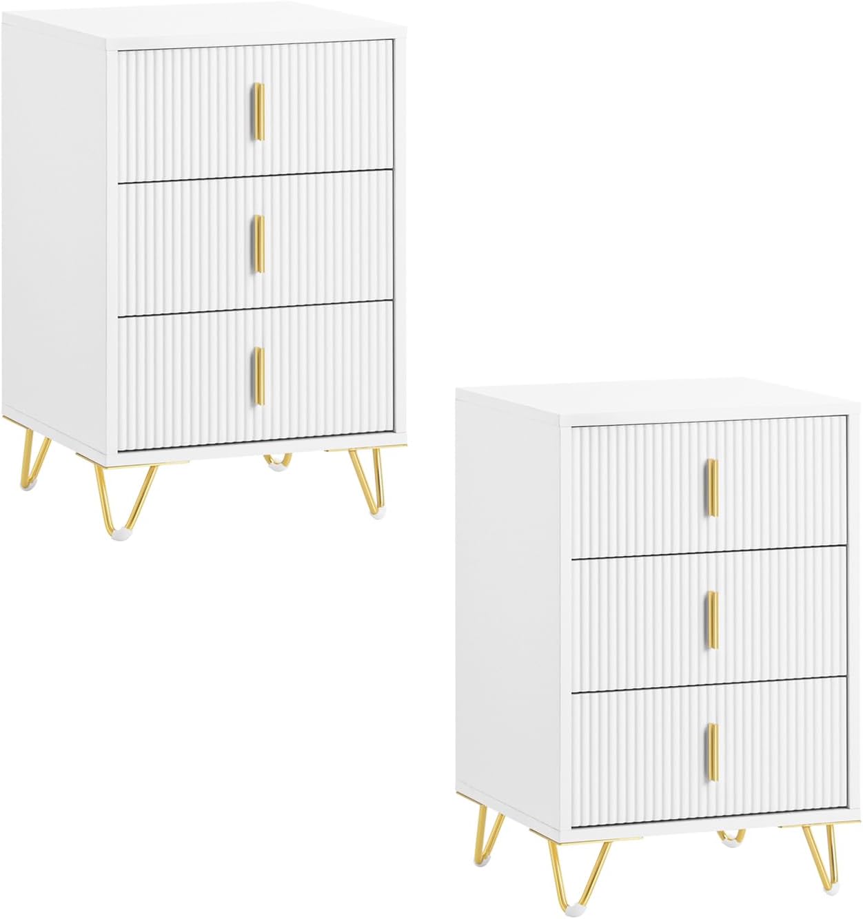 SoBuy Nachttisch mit 3 Schubladen Wei&szlig; 40x36x63cm Modern 