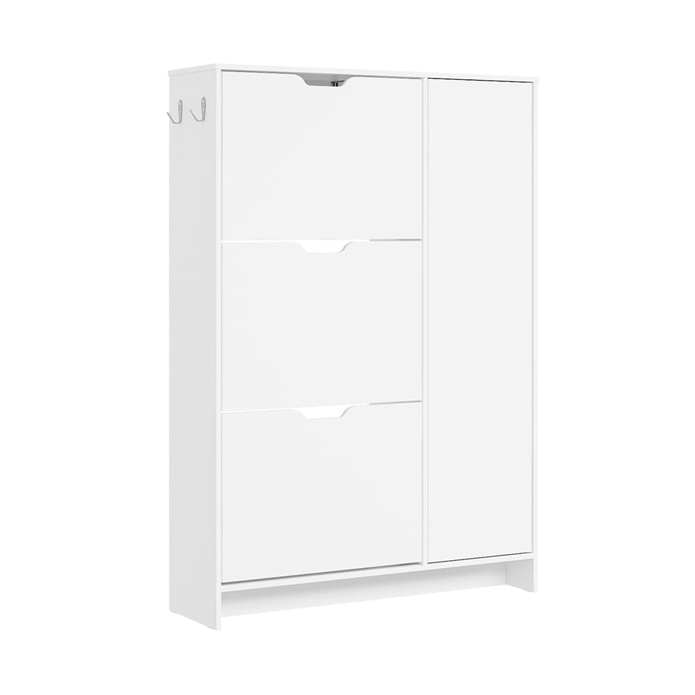 SoBuy Schuhschrank mit 3 Schubladen Weiß 84x24x121cm Modern