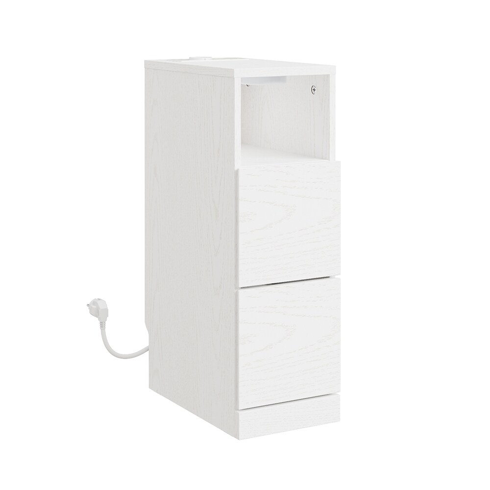 SoBuy Nachttisch mit 2 Schubladen Cremewei&szlig; 35x20x60cm Modern 