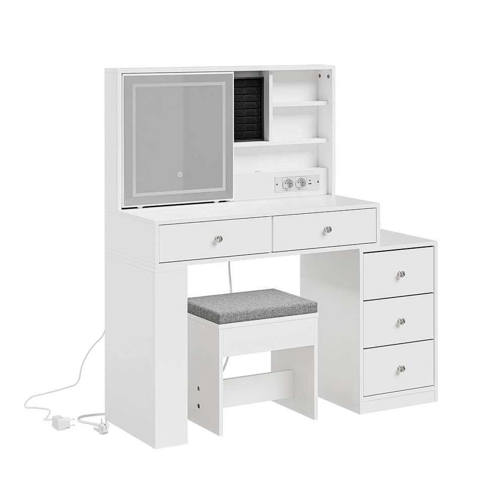 SoBuy Schreibtisch mit 5 Schubladen Weiß 120x40x127cm Modern