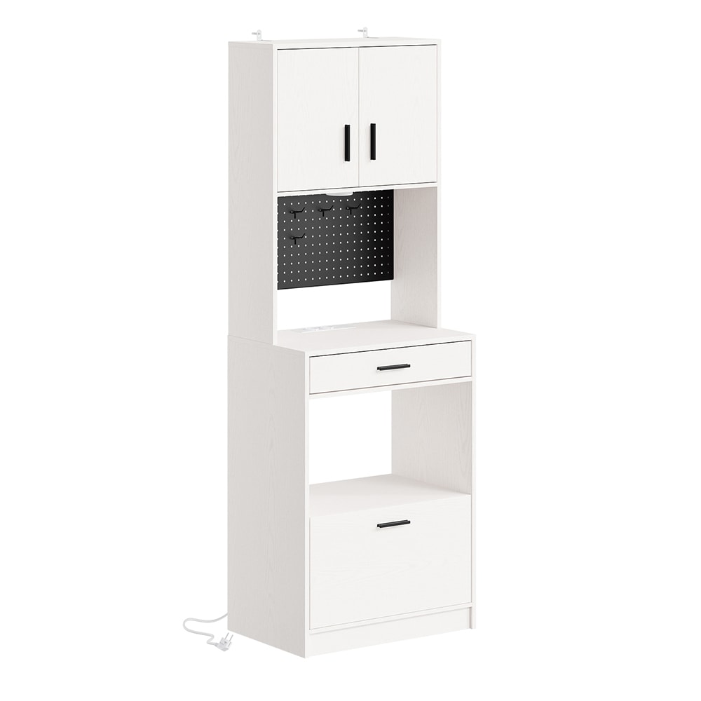 SoBuy Hochschrank mit 2 Schubladen Cremewei&szlig; 60x40x170cm Modern 