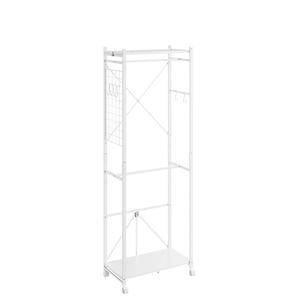 SoBuy Kleiderst&auml;nder, Garderobenst&auml;nder, W&auml;schest&auml;nder mit Rollen Wei&szlig; 60x32x175cm Modern 