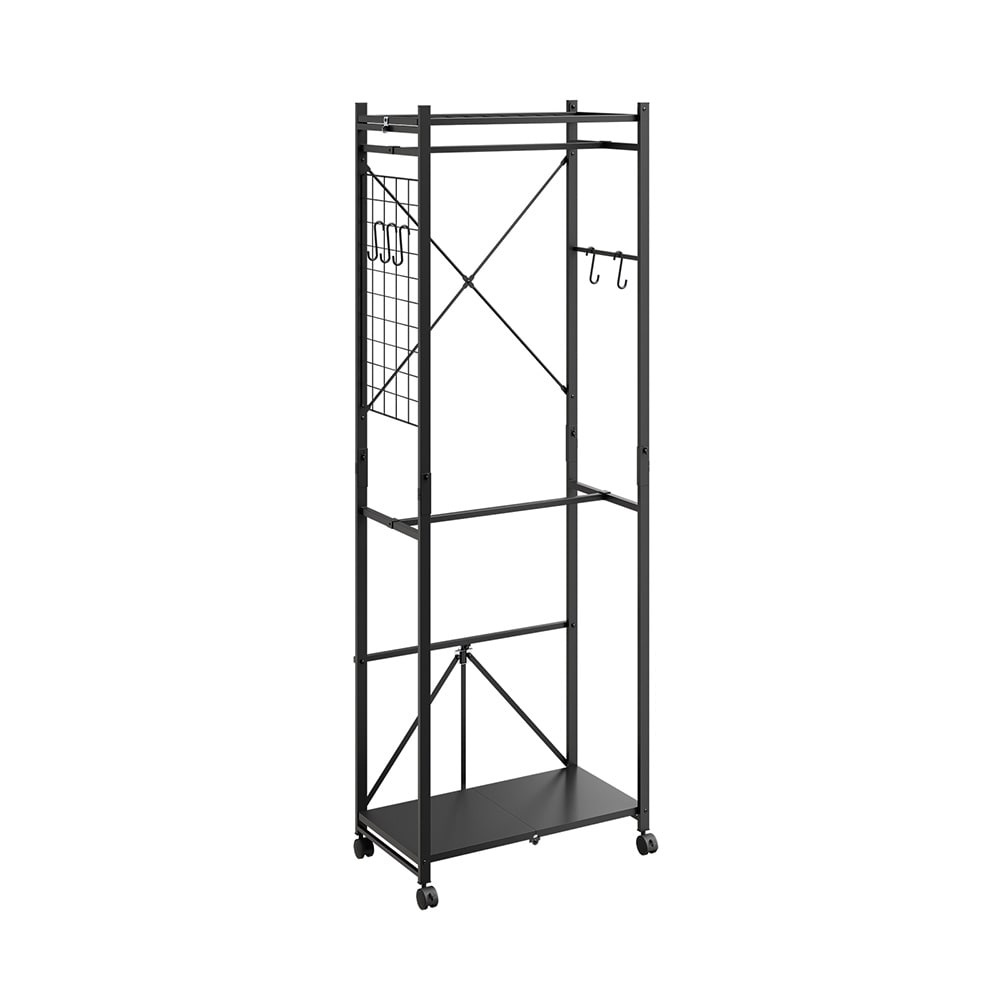 SoBuy Kleiderst&auml;nder, Garderobenst&auml;nder, Aufbewahrungssystem mit Rollen Schwarz 60x32x175cm 