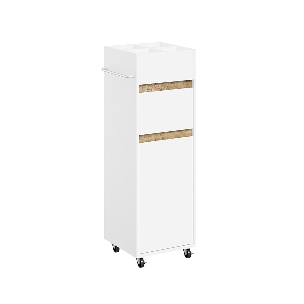 SoBuy Badezimmerschrank, Waschtischunterschrank, Rollschrank mit 1 Schublade Wei&szlig; 33x30x91cm 