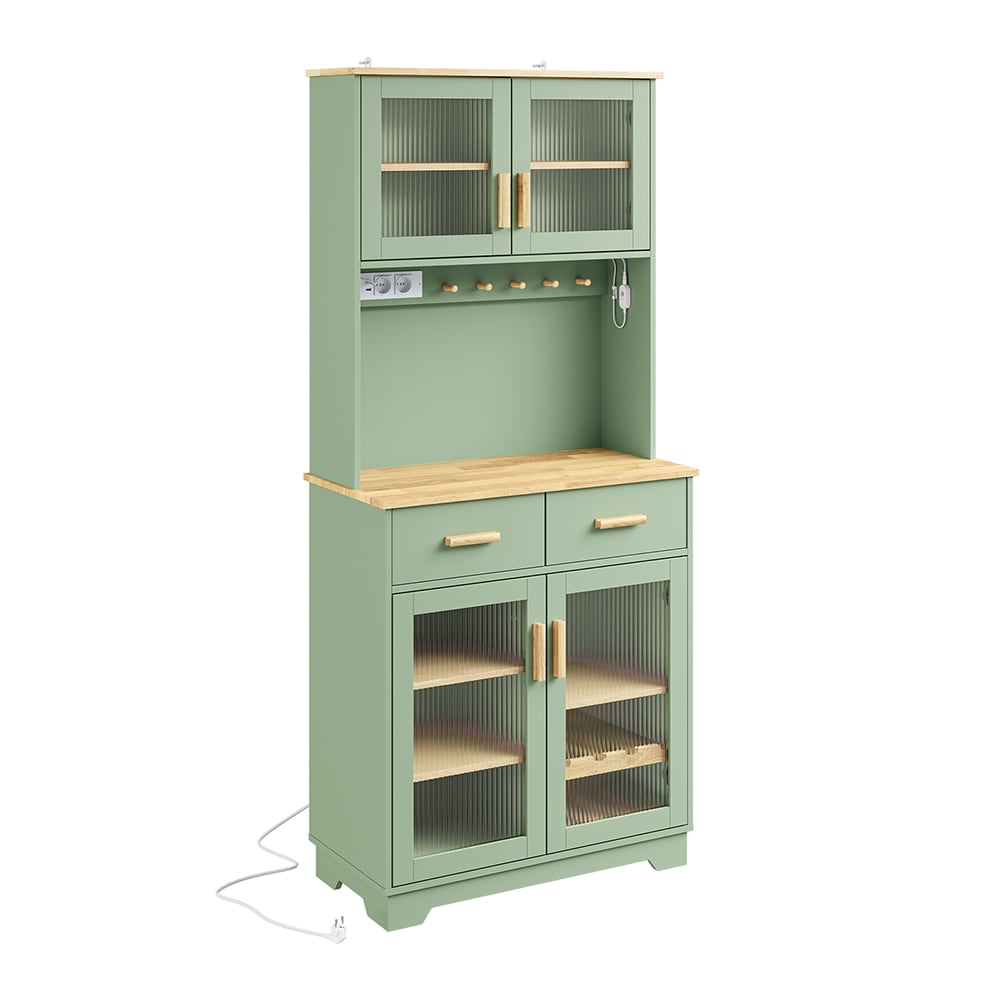 SoBuy K&uuml;chenschrank, Aufbewahrungsschrank, Barhockerschrank mit 2 Schubladen Gr&uuml;n 78x38x180cm 