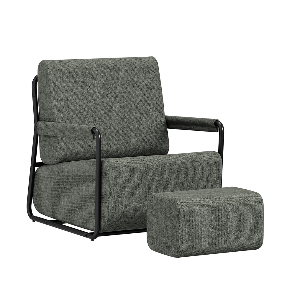 SoBuy Sessel, Lesesessel, Armlehnstuhl mit Hocker Dunkelgrau 74x67x78cm Modern 