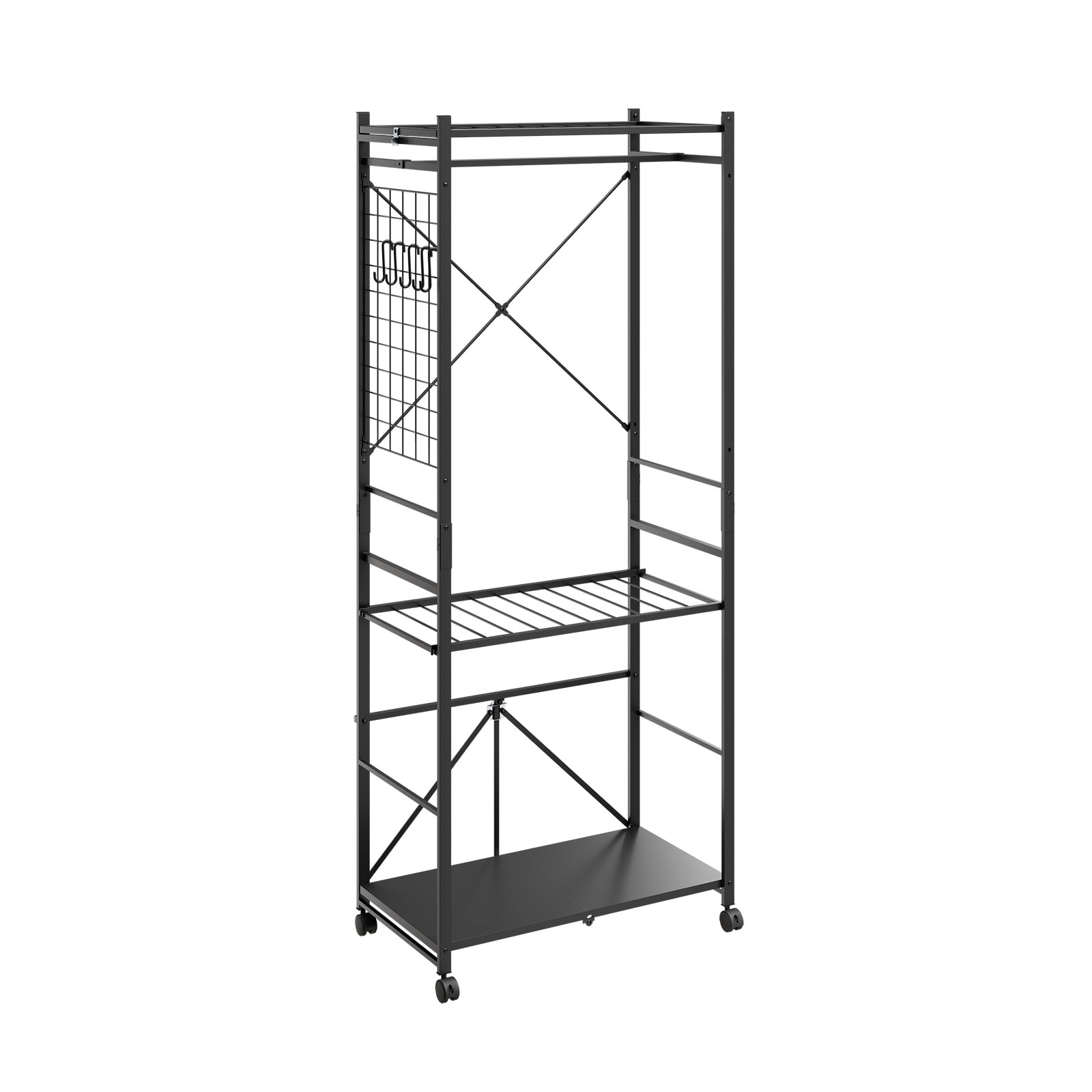 SoBuy Kleiderst&auml;nder, Garderobenst&auml;nder, Aufbewahrungsregal mit Rollen Schwarz 70x38x175cm 