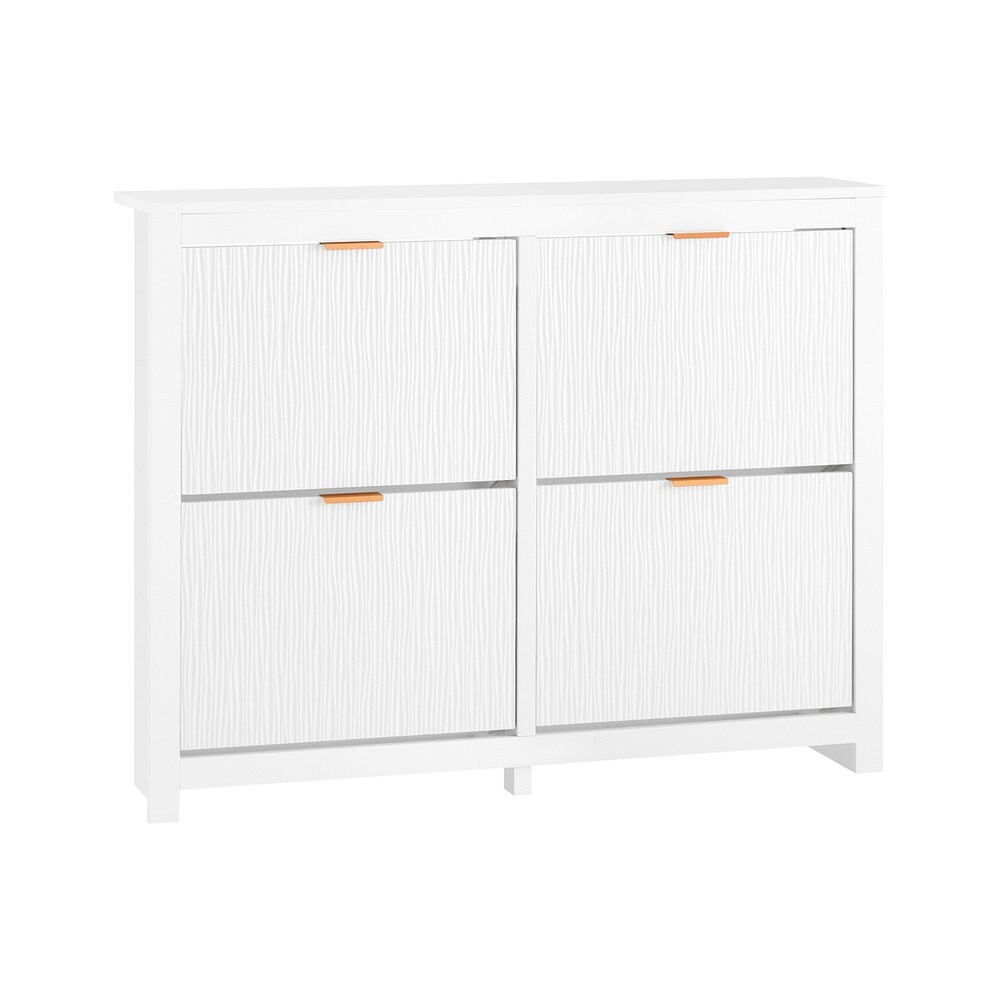 SoBuy Schuhschrank mit 4 Türen Weiß 104x23x82cm Modern
