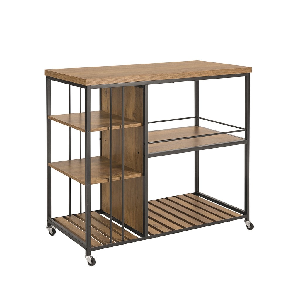 SoBuy K&uuml;cheninsel mit 3 Regalb&ouml;den Braun 108x45x92cm Industriell 