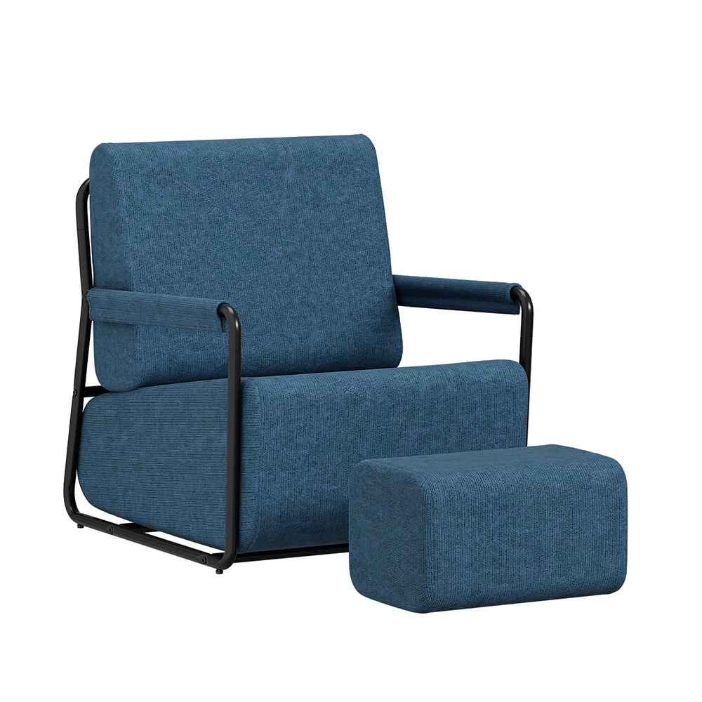 SoBuy Sessel, Lesesessel, Einzelstuhl mit 4 elastischen B&auml;ndern Dunkelblau 59,5x67x78cm 