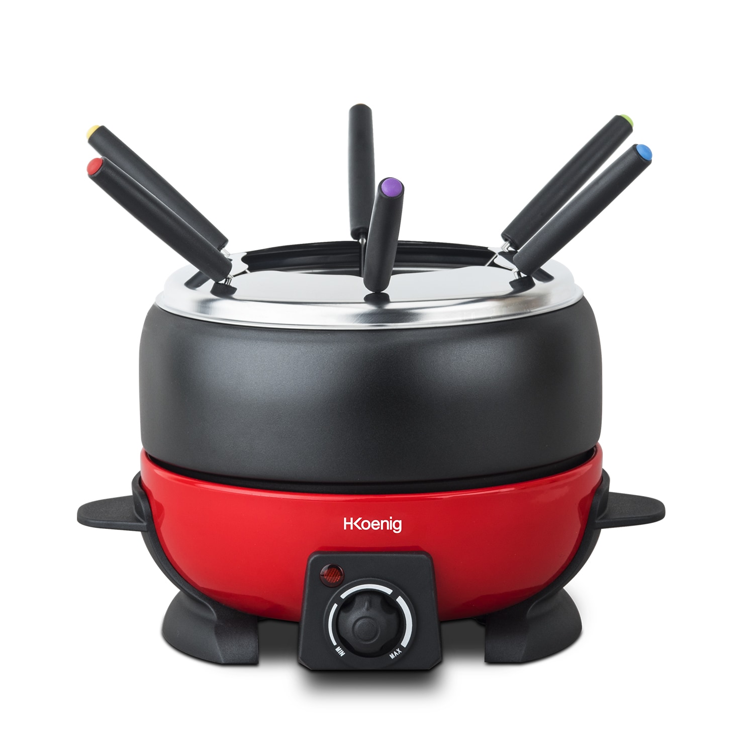 H.Koenig ALP1800 elektrisches Fondue Set / 6 Personen / 6 Fonduegabeln / Temperatur 25&deg;C bis 190&deg;C / 2 L / Antihaftbeschichtung 