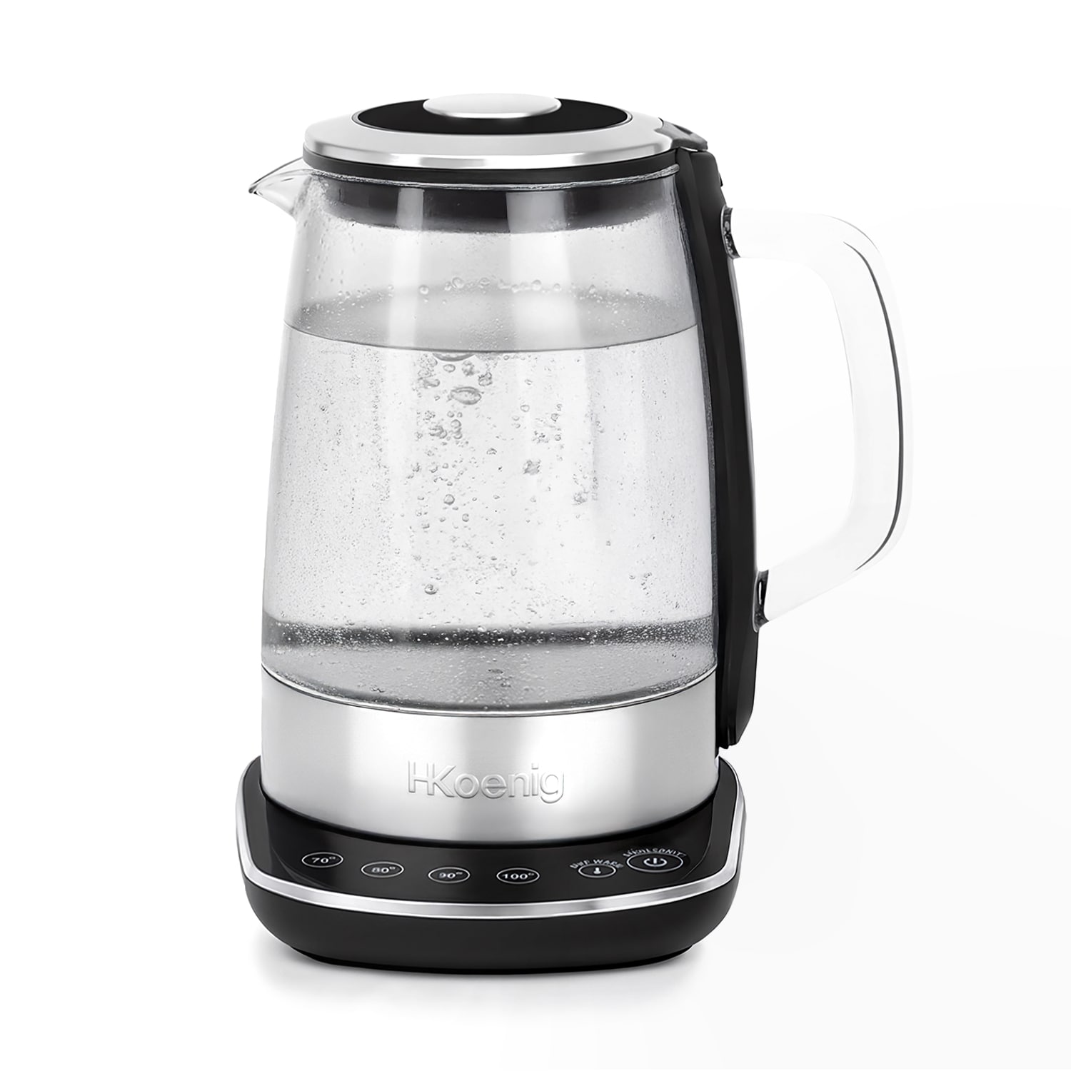 H.Koenig BO600 Elektrischer Wasserkocher, 1,5 L, Glas und Edelstahl 