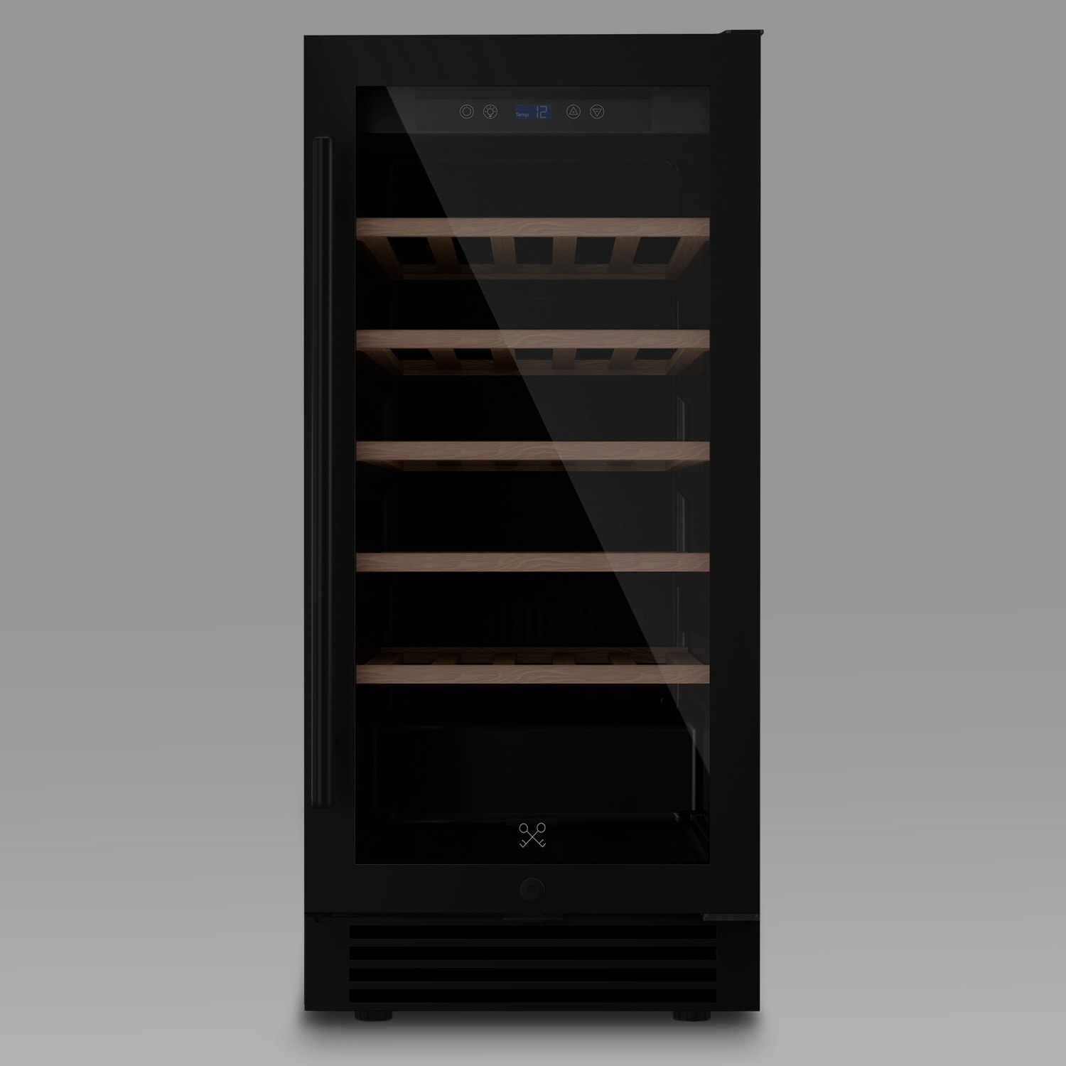 Les Petits Champs Unterbau-Weink&uuml;hlschrank 32 Flaschen CAVCEB32 Black Edition, Kapazit&auml;t 82 L, Elegantes Design aus Edelstahl, Anti-UV, LED 