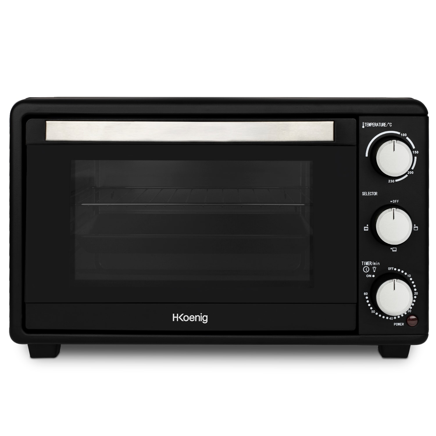 H.Koenig Mini-Backofen FO25 / 25L / Kompakter freistehender Multifunktions-Hochleistungsbackofen / 1500W / Programmierbar / 230&deg; / 60 min 