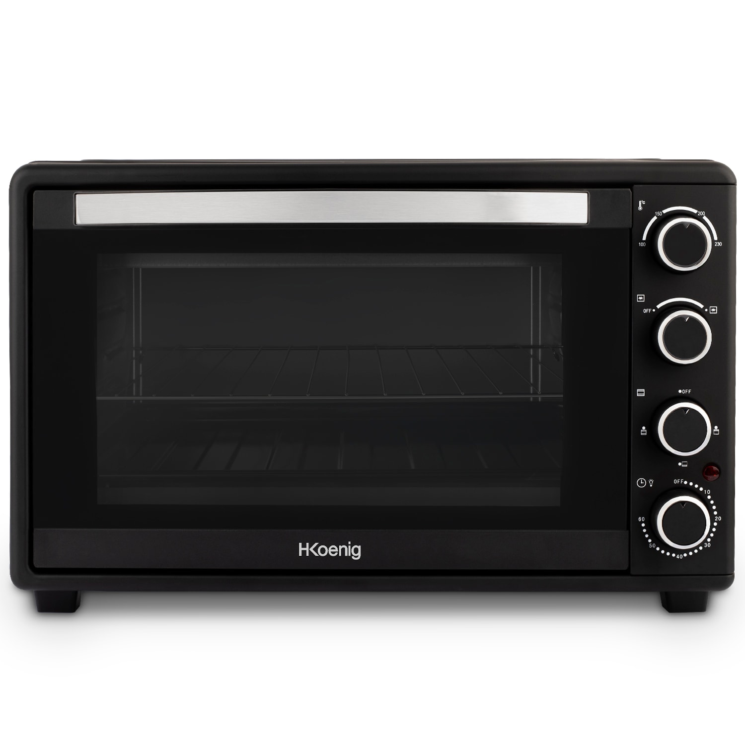 H.Koenig elektrischer Mini-Backofen FO45, 45 Liter, Multifunktionell, Leistungsstark 1500W, 6 Modi