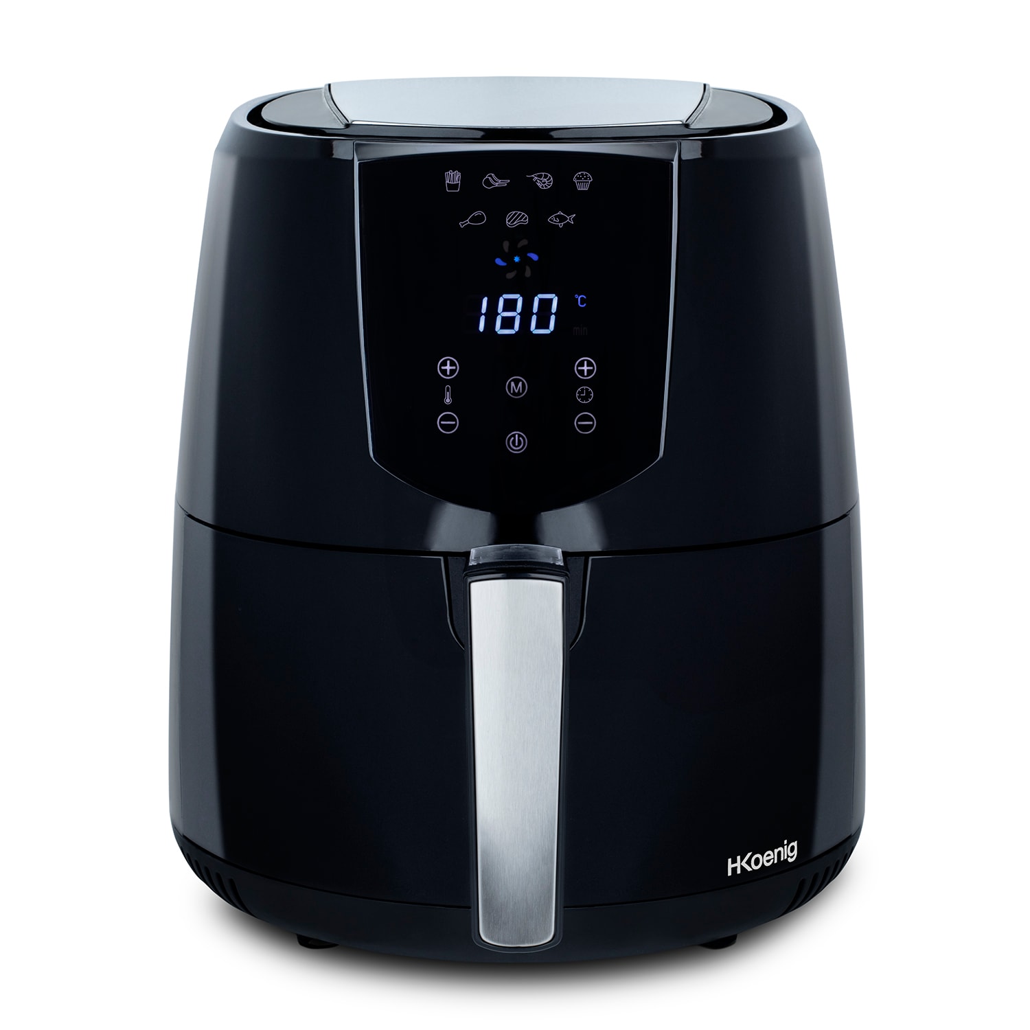 H.Koenig Elektrische Fritteuse FRY800, 1400 W, 4 L, bis zu 200&deg;C, Kunststoff, Schwarz 