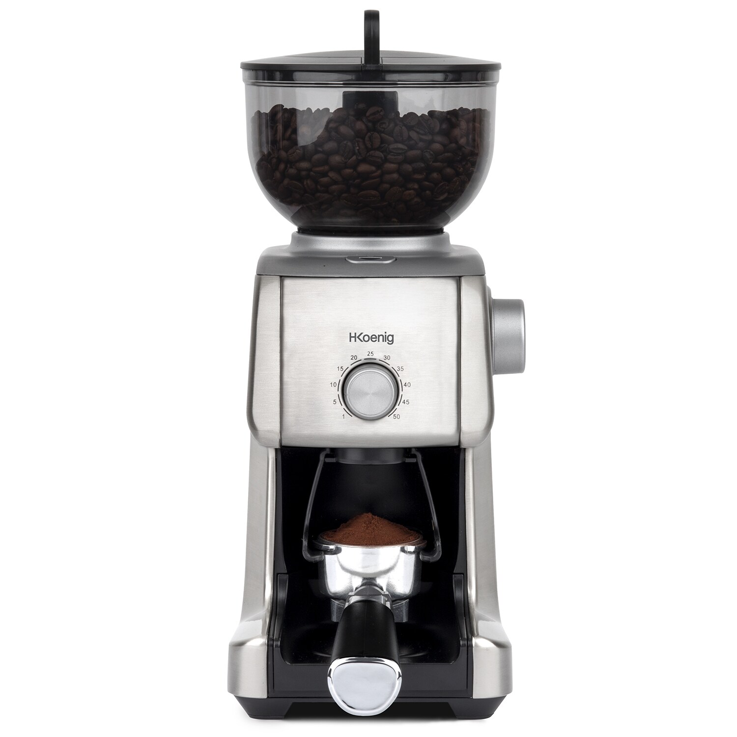 H.Koenig Elektrische Kaffeemühle GRD830, 16 Stufen, leistungsstark 130W, Kapazität 400g