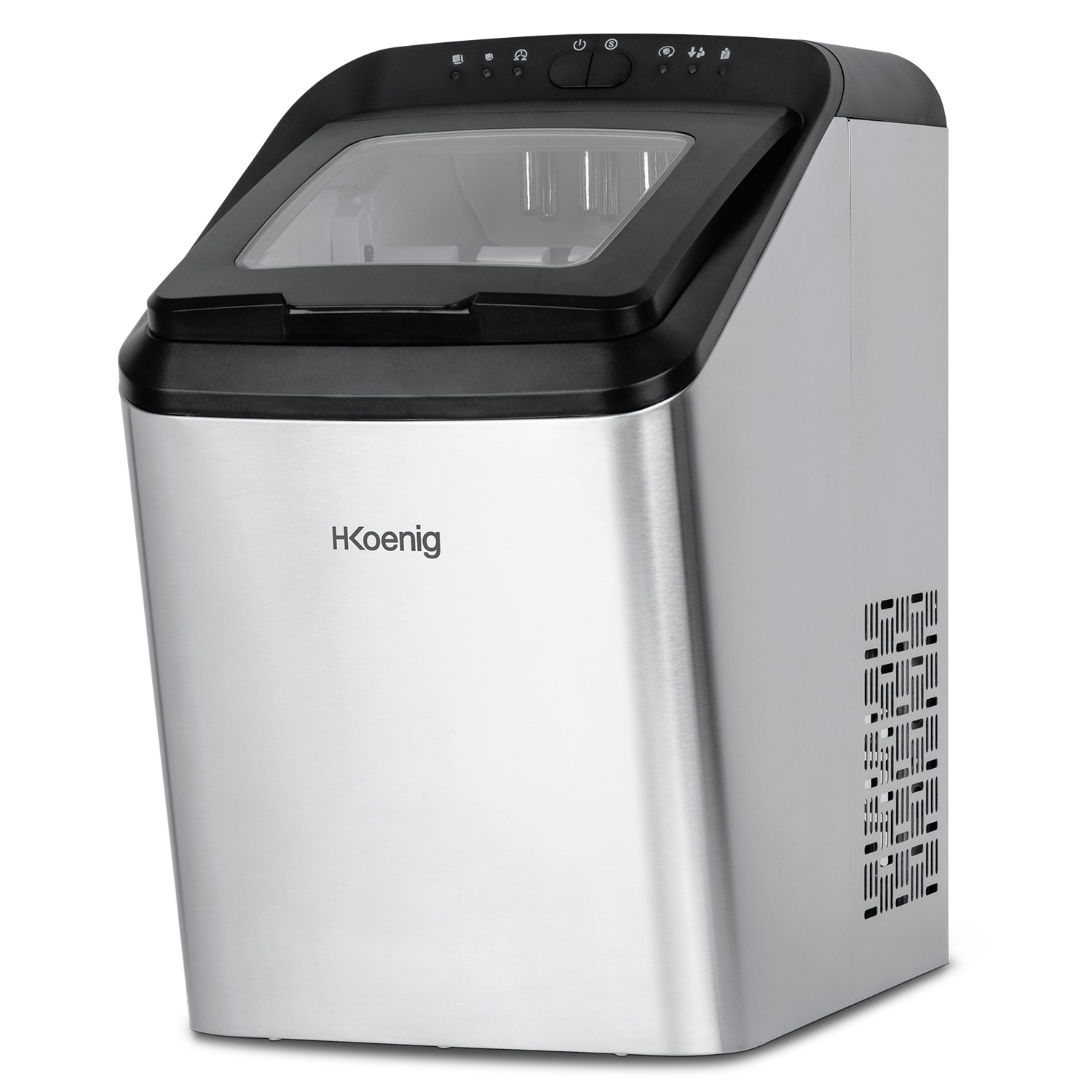 H.Koenig Eiswürfelmaschine KBP40 / Produktionszeit 9 Min / 2 Eiswürfelgrößen / Edelstahl / Silber