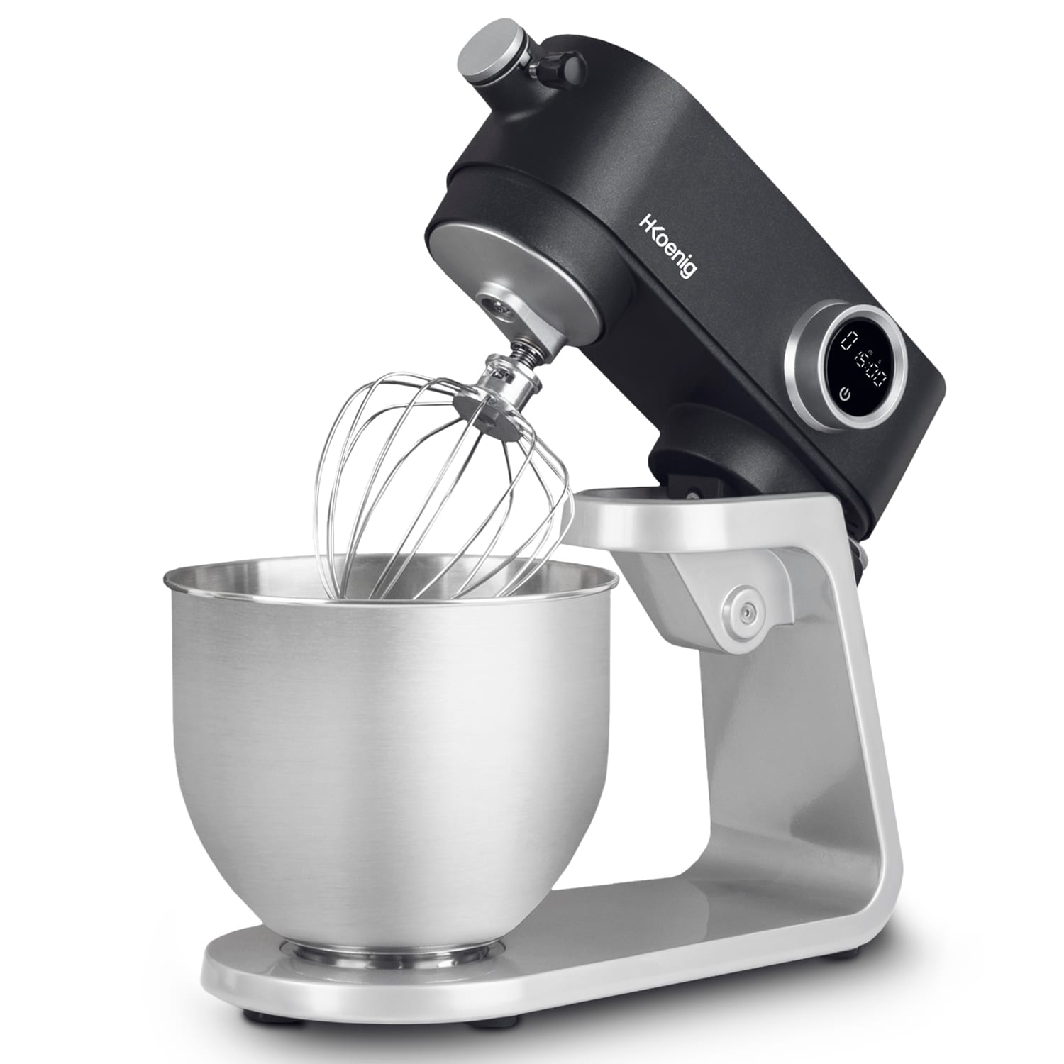 H.Koenig KM120 K&uuml;chenmaschine, professionell, multifunktionell, 5 l, Edelstahl, Mattgrau, leistungsstark, 800 W, 8 Geschwindigkeitsstufen 