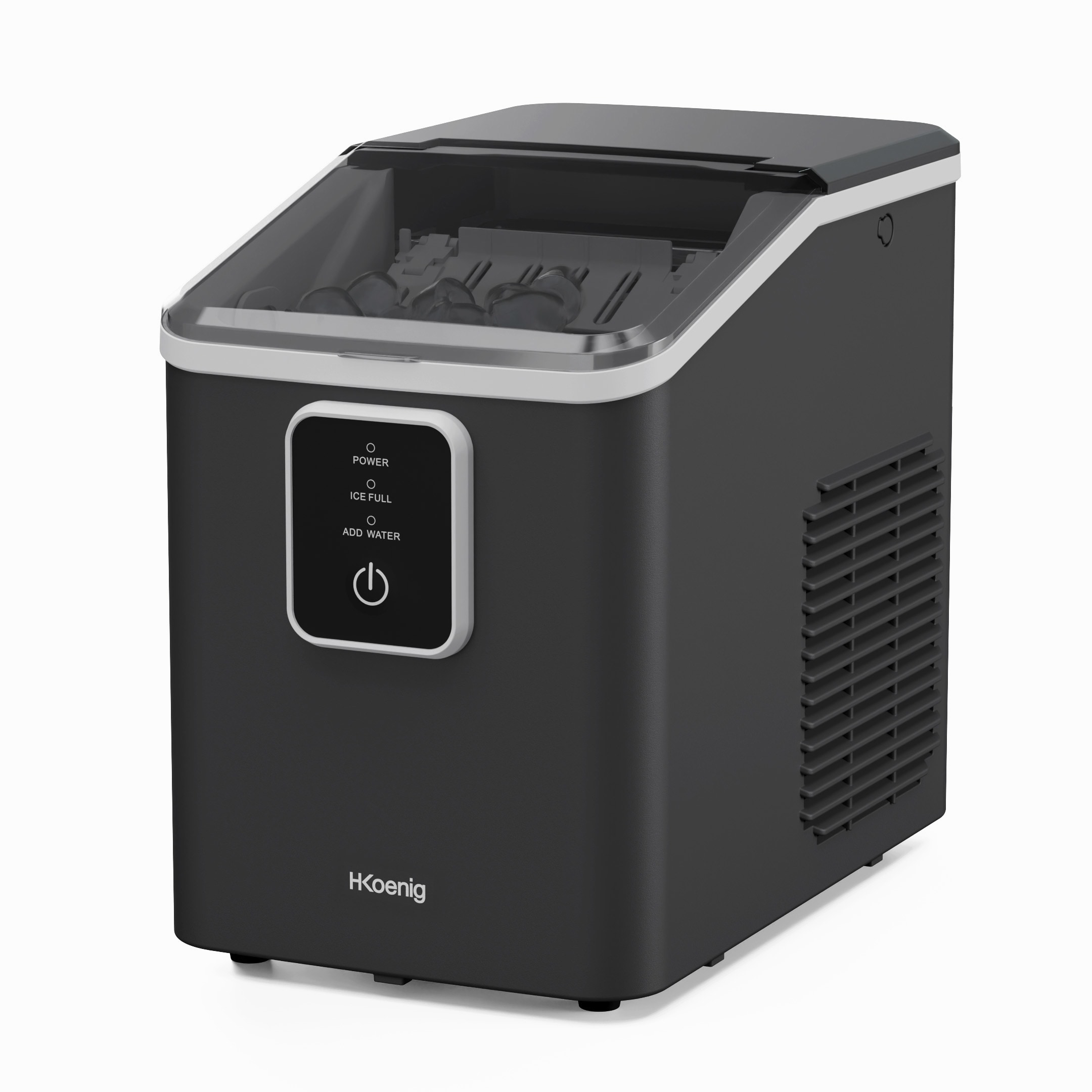 H.Koenig Eisw&uuml;rfelmaschine KUB12 &ndash; 12 kg in 24 Stunden, 2 Eisw&uuml;rfelgr&ouml;&szlig;en, tragbar, kompakt, leise, 1 l, Eisw&uuml;rfel in 6 Minuten, Eisschaufel 
