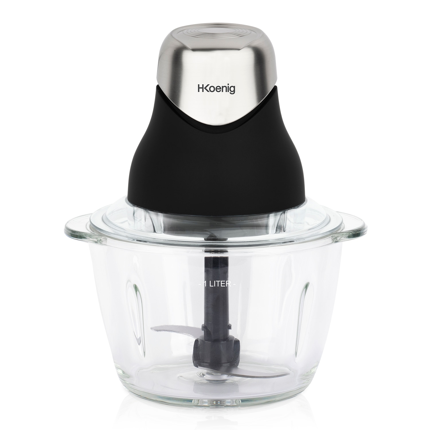 H.Koenig Mini elektrischer Fleischwolf LEO8 Widerstandsf&auml;hige Sch&uuml;ssel, Graduierte Glassch&uuml;ssel 1L, Edelstahlklingen 