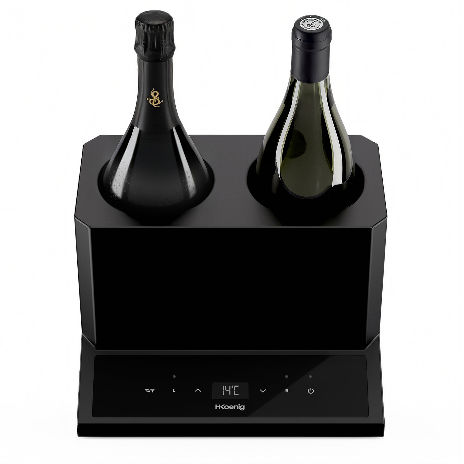 H.Koenig Weinkühler LVX28, Weißwein, Rotwein, Rosé, Champagner, bis zu 9 cm Durchmesser, Von 5° bis 18° Celsius