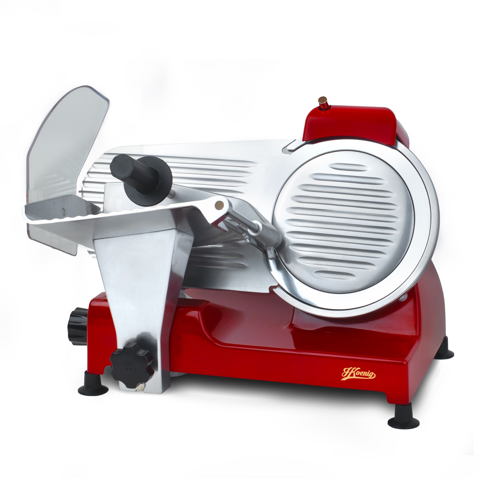 H.Koenig Elektrischer Alleschneider MSX224, Wurstwaren, professionell, Schnitt 0-12 mm, italienische Klinge 20 cm, eingebauter Schärfer, …