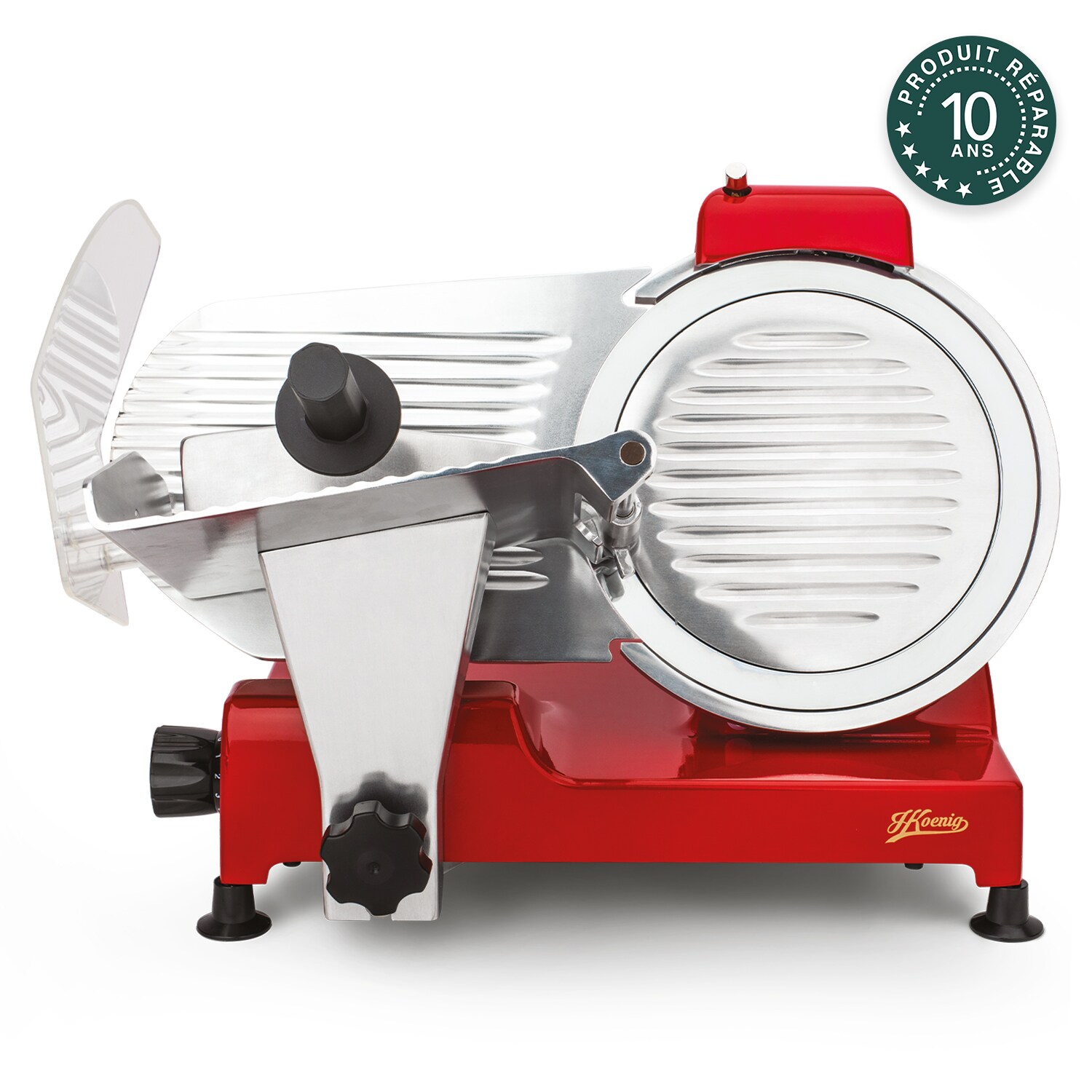 H.Koenig Elektrischer Allesschneider MSX254, Wurstwaren, professionell, Schnitt 0-12 mm, italienische Klinge 25 cm, eingebauter Schärfer, …