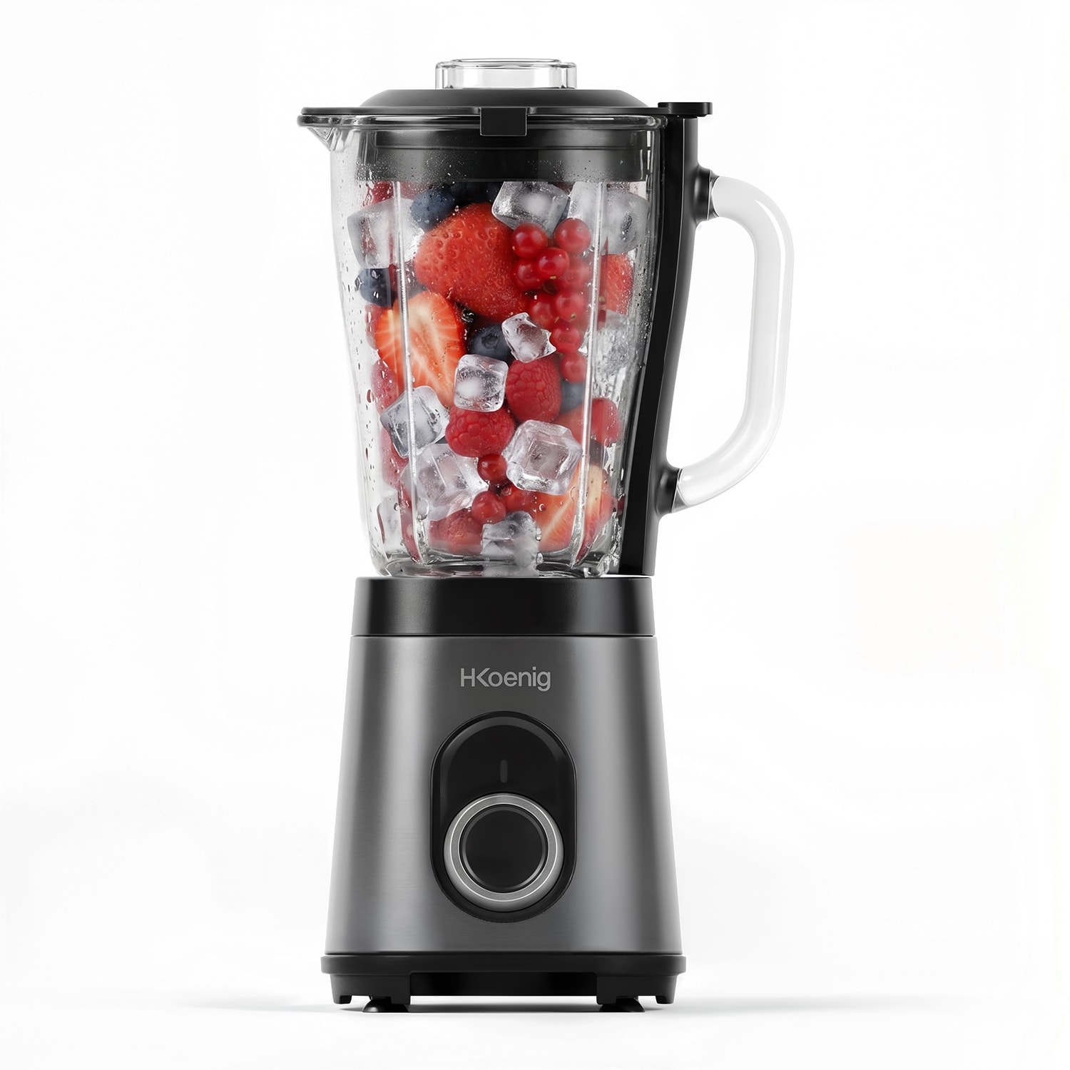 H.Koenig MXK36 Mixer, 1,5 l, 1000 W, leistungsstarker Standmixer mit Crush-Funktion, Glassch&uuml;ssel, 2 Geschwindigkeitsstufen + Puls, Geh&auml;use aus Edelstahl, Sicherheitsverriegelung, rutschfeste F&uuml;&szlig;e 