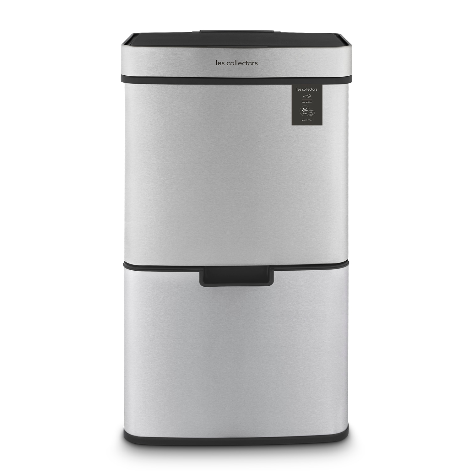 Les Collectors Sensorm&uuml;lleimer  N&deg;1010, 64L, Edelstahl, 3 F&auml;cher 42+11+11, Automatische obere &Ouml;ffnung, Infrarot-Erkennung, Leise, Design 