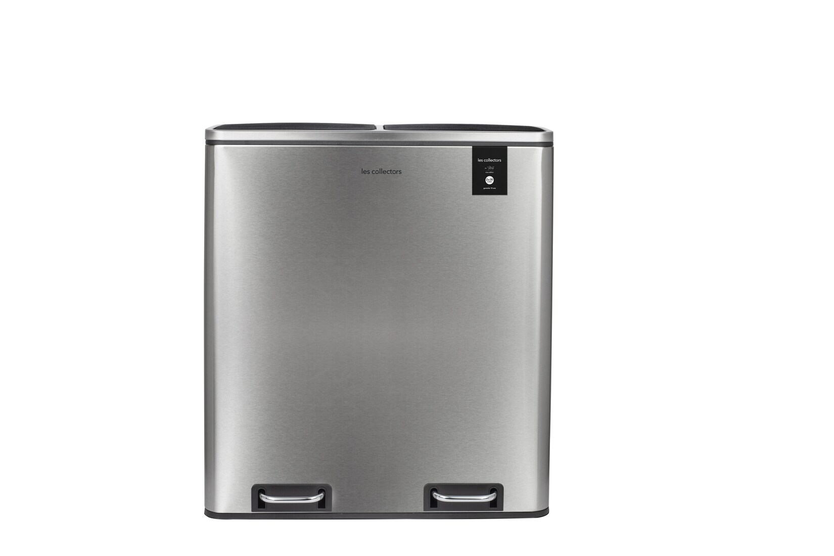 Les Collectors Küchen-Recycling-Behälter, N°904 / 60L / 2x30L / Mülltrennung / Edelstahl / Silber