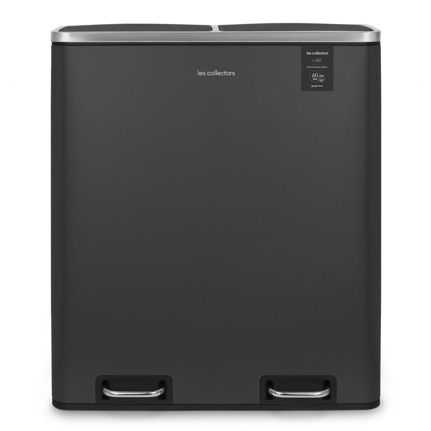 Les Collectors Treteimer N°916 Fassungsvermögen 60 L, 2 Fächer 30 L, Geräuschloser Deckelverschluss, Anthrazitgrau