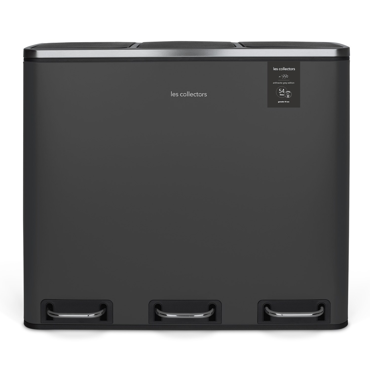 Les Collectors Treteimer N°990 Fassungsvermögen 54 L, 3 Fächer 18 L, Geräuschloser Deckelverschluss, Anthrazitgrau