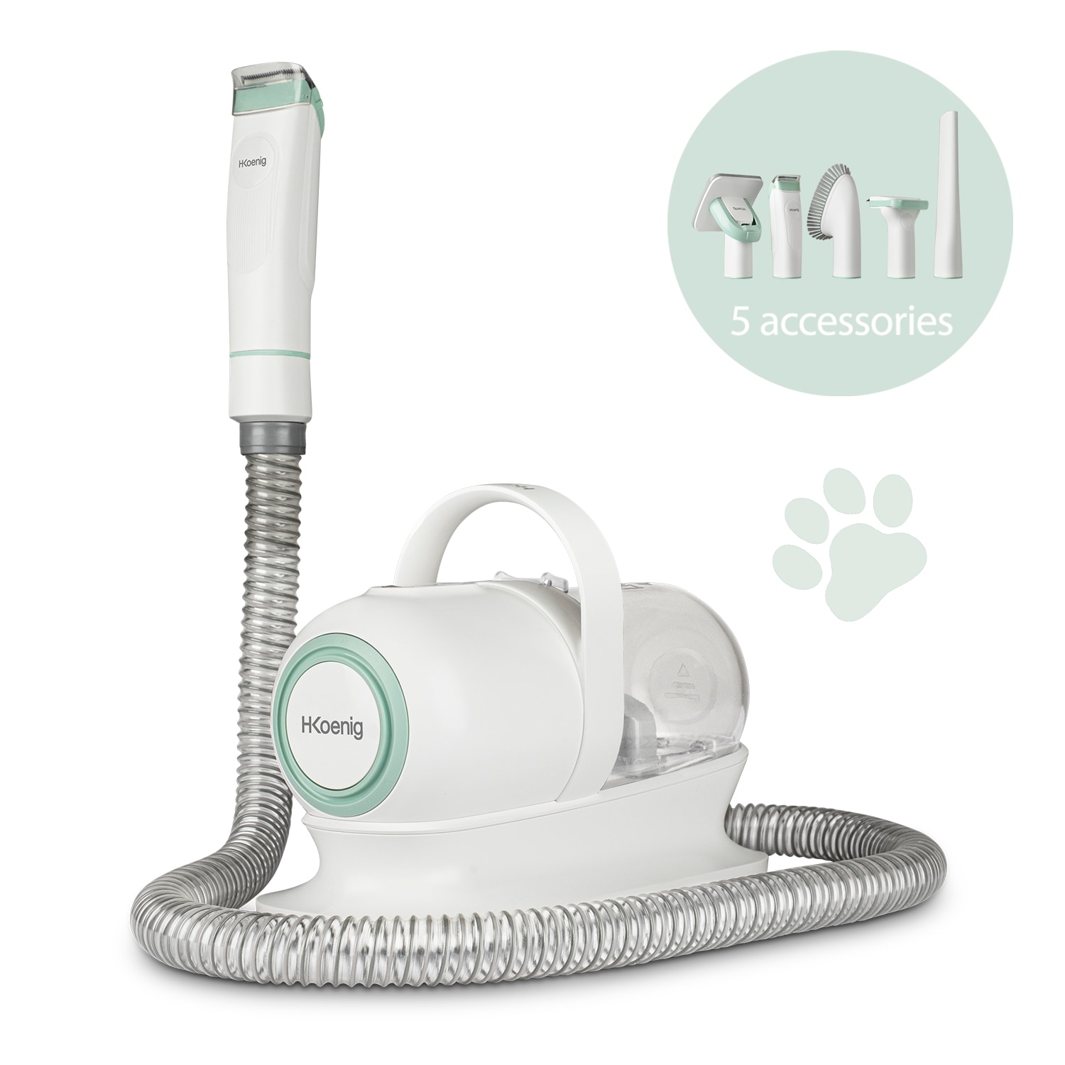 H.Koenig Staubsauger PAW400, Haarschneidemaschine f&uuml;r Haustiere, f&uuml;r Hunde und Katzen, Staubsauger, Trimmer und B&uuml;rste, 9 Zubeh&ouml;rteile 