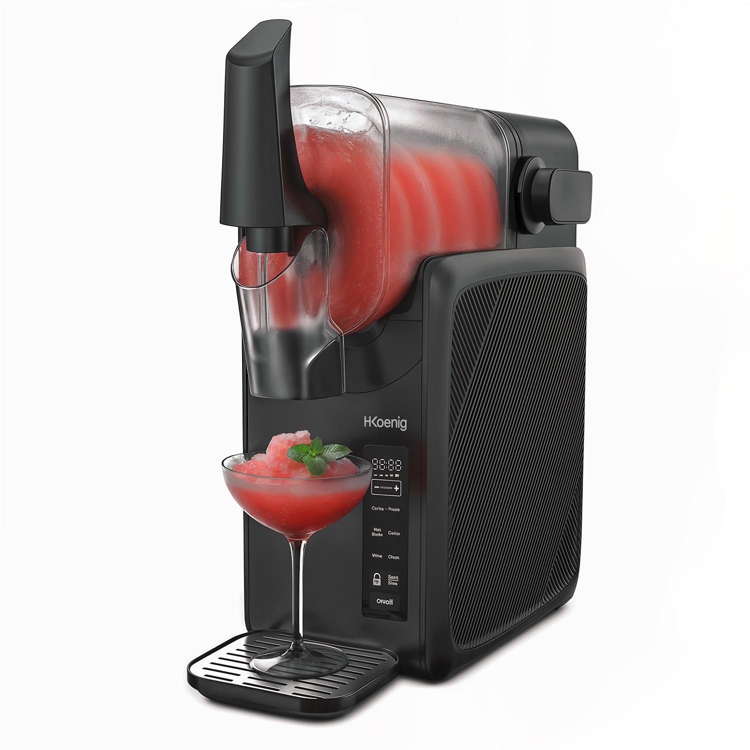 H.Koenig Slush-Maschine mit 5 voreingestellten, 2,5 l, Kalthaltefunktion und Selbstreinigung, Touchpanel 