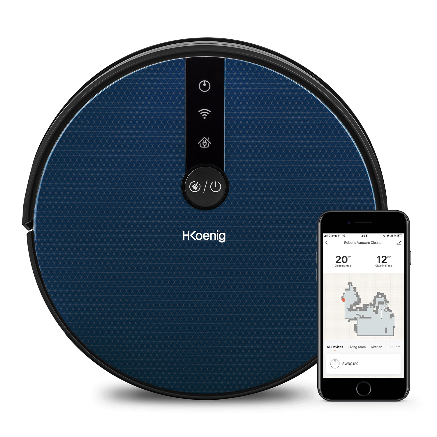 H.Koenig SWRC120 Saugroboter WaterMop Gyro+ Hohe Leistung mit WiFi, Google Home und Alexa, Wasserkapazität 350 ml, 100 min Autonomie, 4 …
