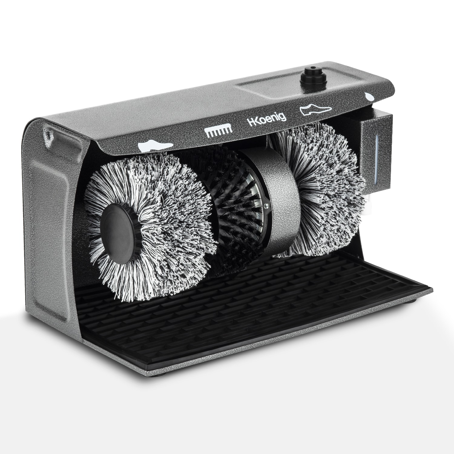 H.Koenig U600 Schuhputzmaschine / 3 rotierende B&uuml;rsten / Schuhcreme-Spender / 120 W / anthrazit 