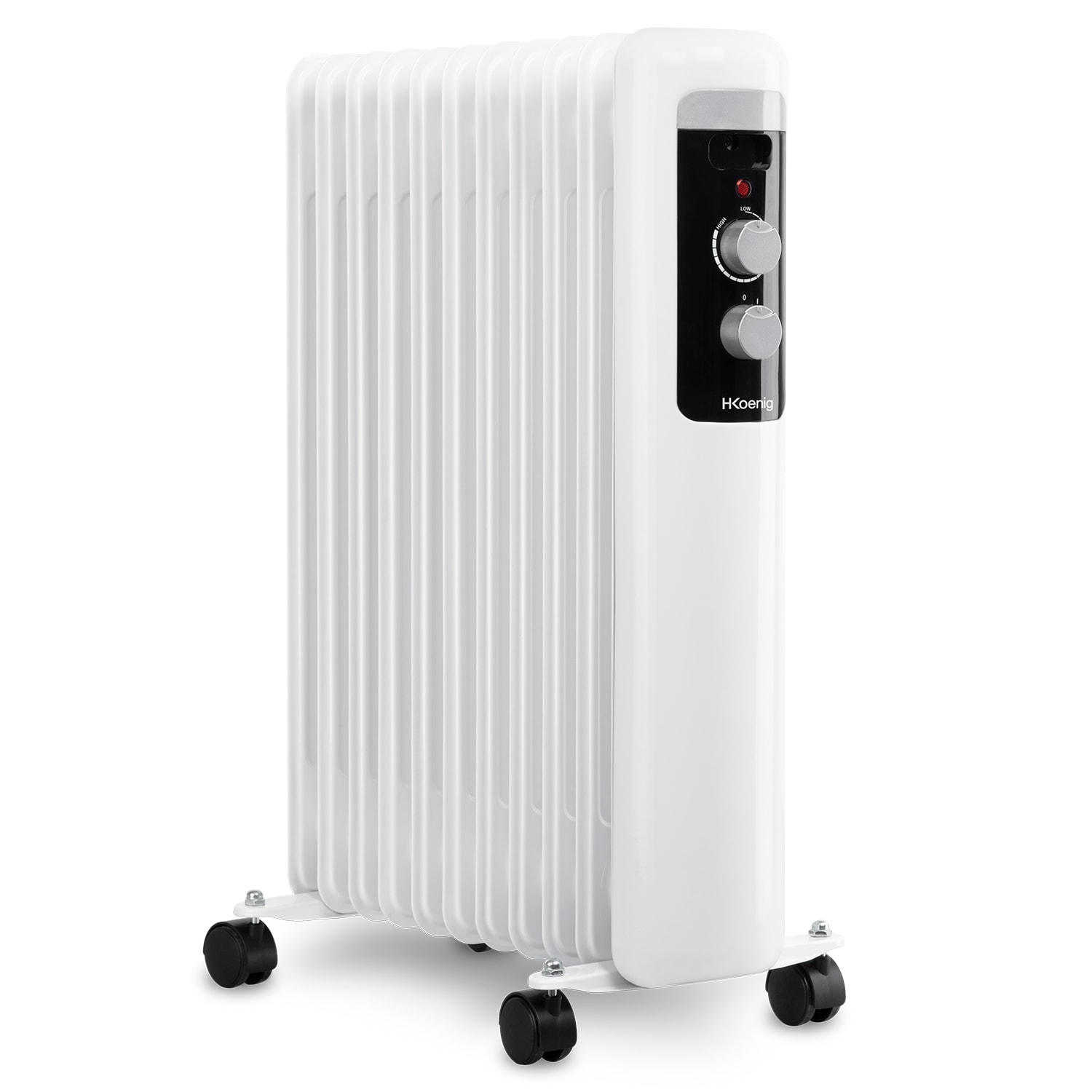 H.Koenig WARM110 &Ouml;lradiator, 3 Stufen, elektrisch, geringer Energieverbrauch, automatische Abschaltung, einstellbarer Thermostat, mobil, wei&szlig;, 2500W 