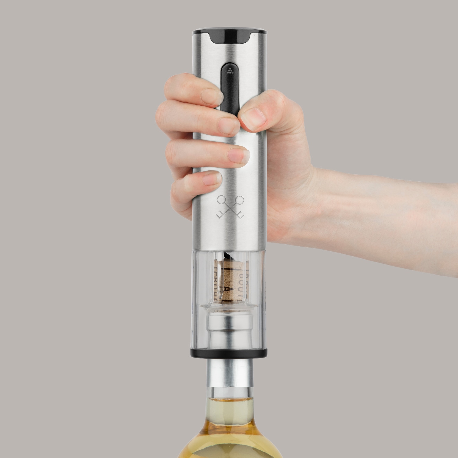 Les Petits Champs Elektrischer Wein&ouml;ffner WOP660 / LED-Lichtanzeige / Edelstahl / schnelle Flaschen&ouml;ffnung / USB-Aufladung 