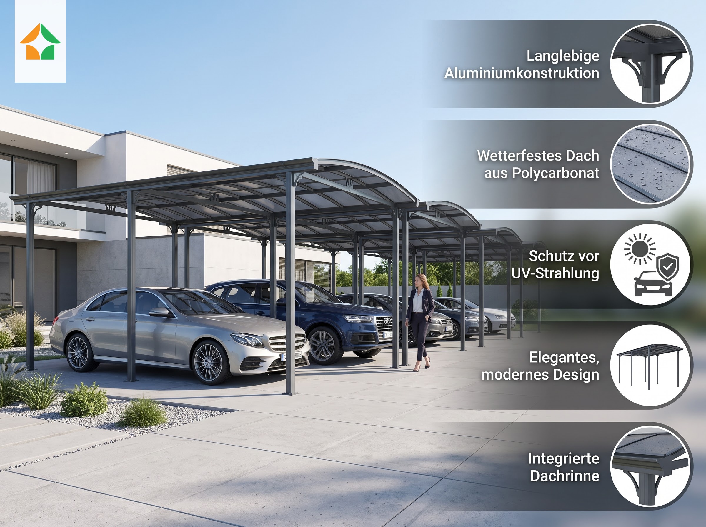 Aluminium Wohnmobil-Carport Premium ca. 760 x 360 x 360 cm &ndash; Anthrazit 